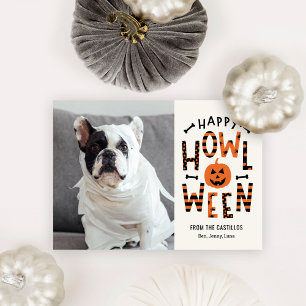 Cartão de Foto de Halloween para Pet Howl-O-Ween