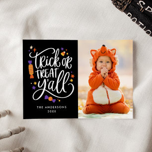 Cartão de Foto de Halloween 'Trick or Treat Y'all'