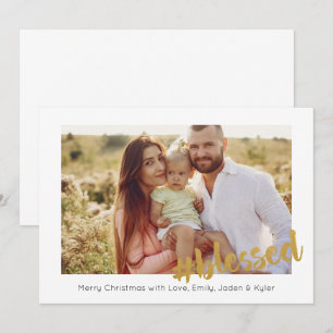 Cartão de Foto de Natal Abençoado a Ouro