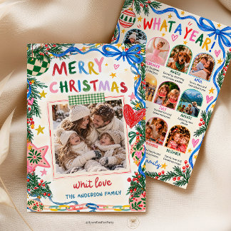 Cartão de Foto de Natal Caprichoso para Família