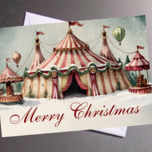 Cartão de Foto de Natal Circense com Aquarela Rúst