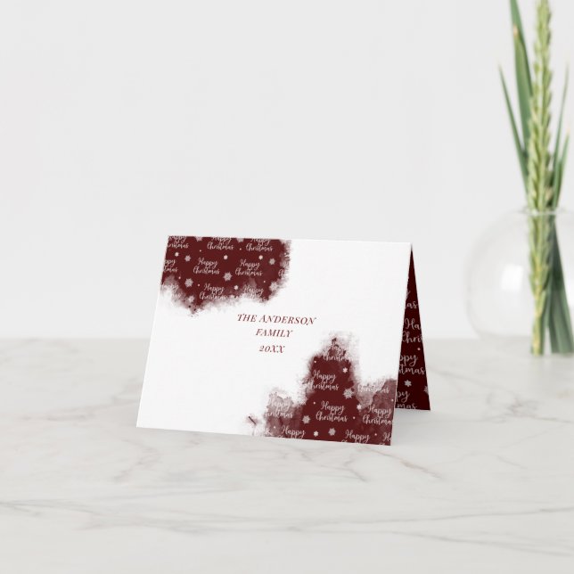 cartão de foto de Natal com respingo de aquarela a (Frente)