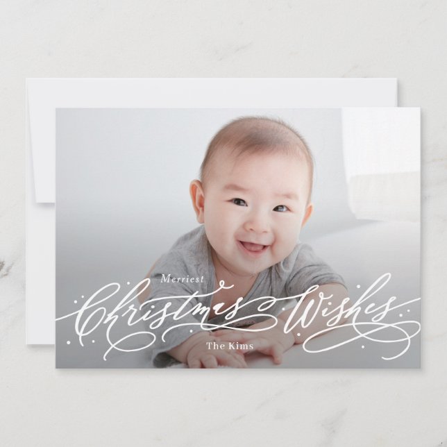 Cartão de Foto de Natal Desejos Editáveis Colorido (Frente)