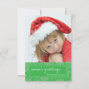Cartão de Foto de Natal Verde e Branco para Férias
