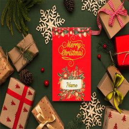 Cartão de Foto de Natal Vermelho e Dourado Elegant