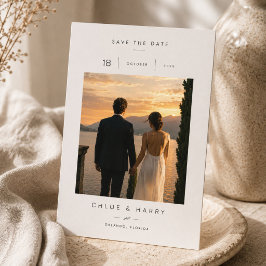 Cartão de Foto de Noivado de Casamento ao Pôr do S