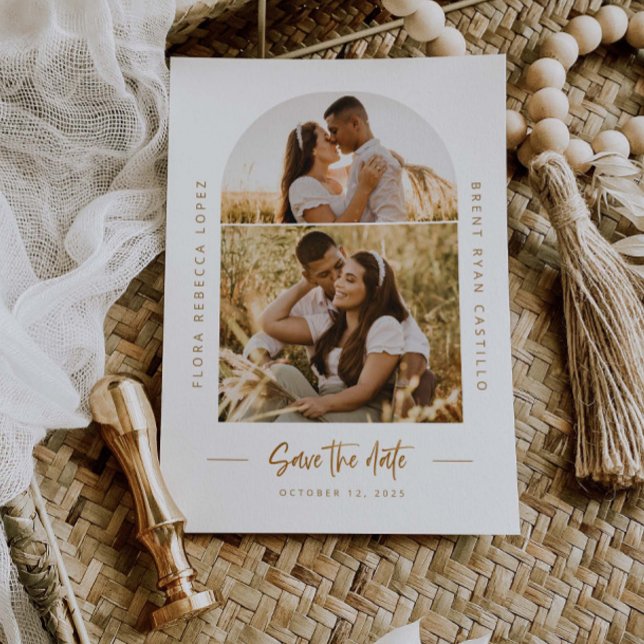 Cartão de Foto de Noivado Save The Date com Concha (Criador carregado)