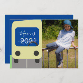 Cartão de Foto de Rótulo Amarelo de Ônibus no Prim