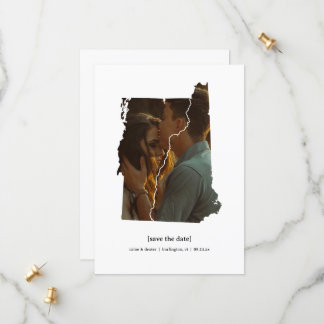 Cartão de Foto de Salvar a Data de Vermont e New H