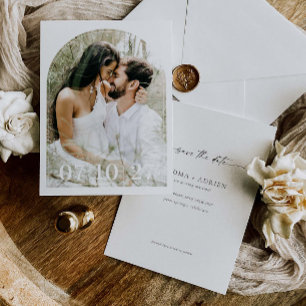 Cartão de Foto de Salvar a Data do Casamento com A