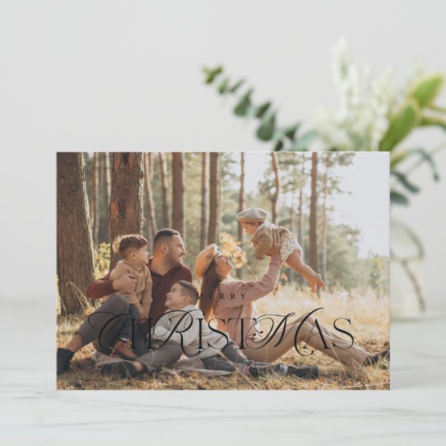 Cartão de Foto de Tipografia de Feliz Natal (Em pé/Frente)
