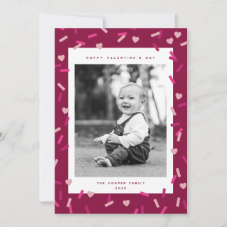 Cartão de Foto do Dia dos Namorados com Confetes n