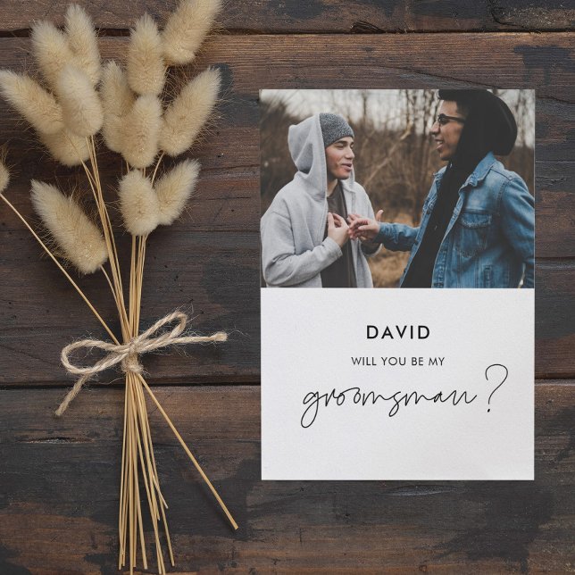 Cartão de foto do padrinho minimalista (Criador carregado)