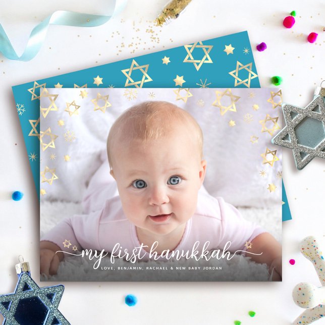 Cartão de foto do primeiro Hanukkah com Estrela de (Criador carregado)