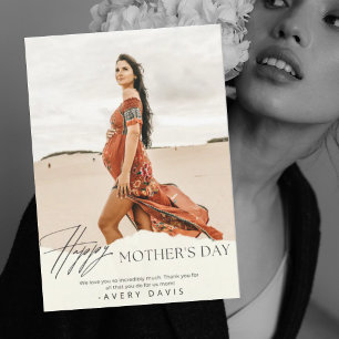 Cartão de Foto Elegante Boho Dia das Mães Feliz 