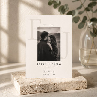 Cartão de Foto Elegante de Monograma para Salvar a
