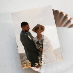 Cartão de Foto Elegante para Convites de Casamento