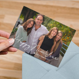 Cartão de Foto Feliz Ano Novo Simplesmente Escrito