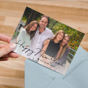 Cartão de Foto Feliz Ano Novo Simplesmente Escrito