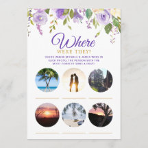 Cartão de Foto Floral Roxo para Jogos de Chá de No