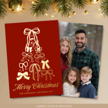 Cartão de Foto Gold de Natal da Árvore do Arco Ver