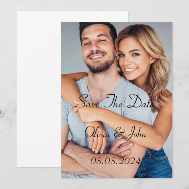 cartão de foto personalizado para salvar a data (Frente/Verso)