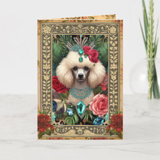 Cartão de Foto Personalizável - Poodle Branco