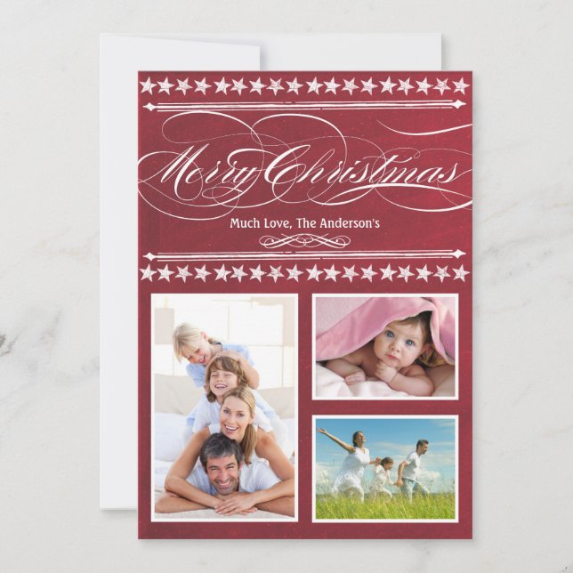 Cartão de Foto Quadro-negro Vermelho Moderno Vinta (Frente)