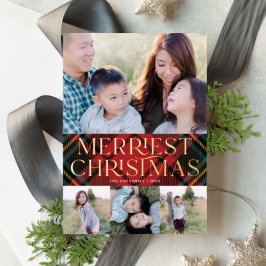 Cartão de Foto Real de Natal do Elegante Red Tarta