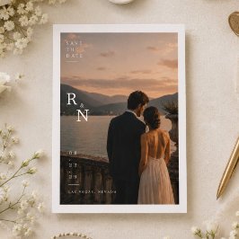 Cartão de Foto 'Save The Date' de Casamento com Mo