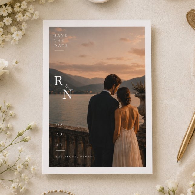 Cartão de Foto 'Save The Date' de Casamento com Mo (Criador carregado)