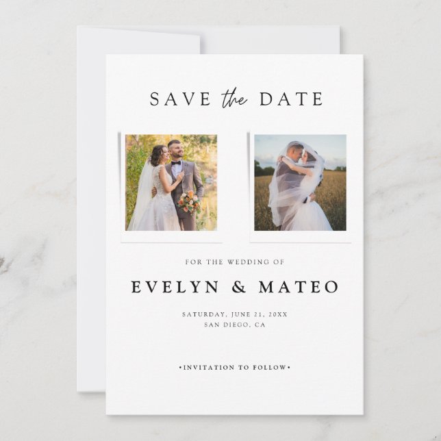 Cartão de Foto Save the Date Moderno (Frente)