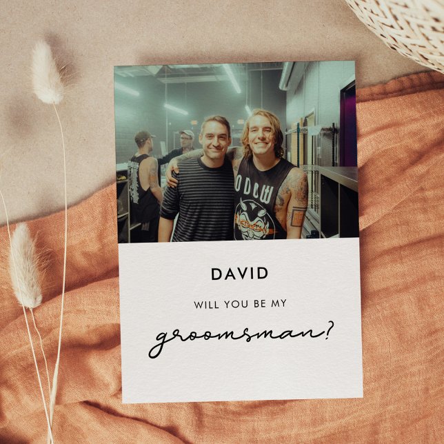 Cartão de foto simples 'Você será meu padrinho?' (Criador carregado)