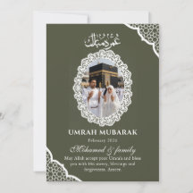 Cartão de Foto Umrah Mubarak Verde Oliva Personali