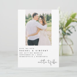 Cartão de Foto Única de Save The Date Minimalista