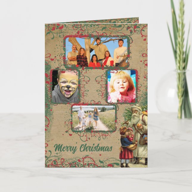 Cartão de Fotografias Natal para Papais noeis Vint (Frente)