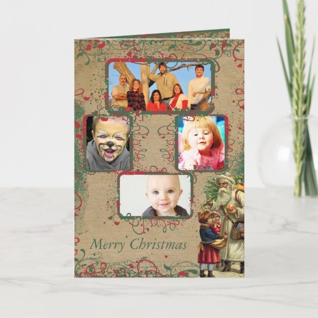 Cartão de Fotografias Natal para Papais noeis Vint (Frente)