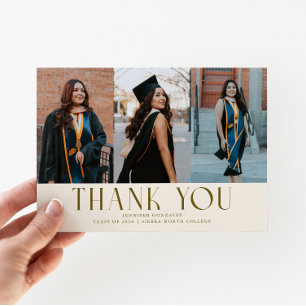 Cartão de Fotos Simples de Agradecimento de Gradua