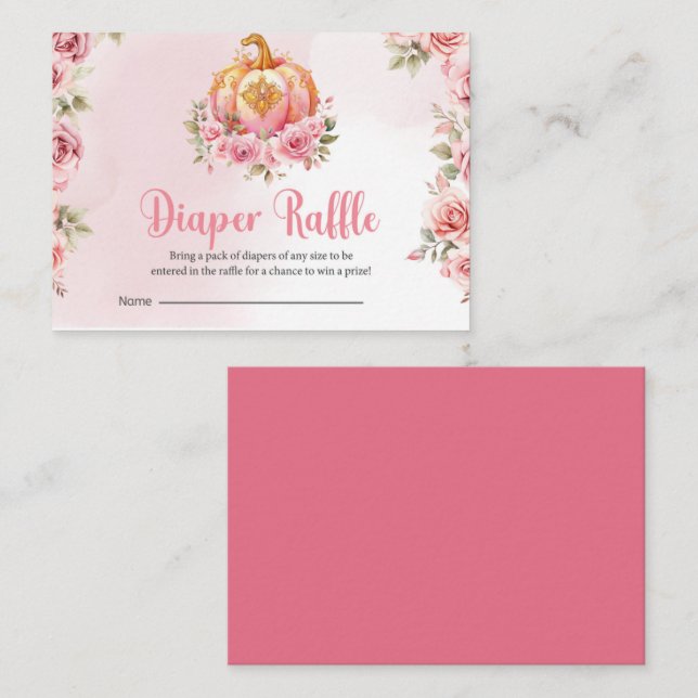 Cartão de Fralda de bebê de abóbora cor-de-rosa (Frente/Verso)