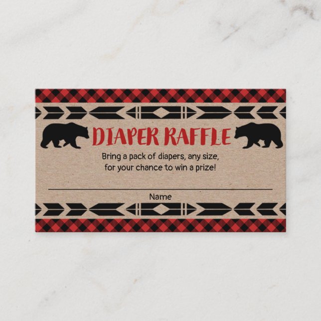 Cartão de fralda de chá de fraldas do urso Lumberj (Frente)