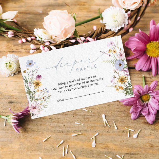 Cartão de Fralda de Flor Selvagem Elegante Raffle (Criador carregado)