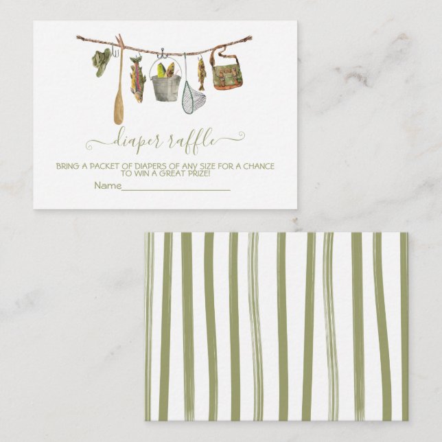 Cartão de Fralda Raffle com palha de pesca (Frente/Verso)