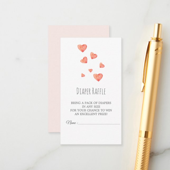 Cartão de Fralda Raffle de Coração d'Água (Frente/Verso In Situ)