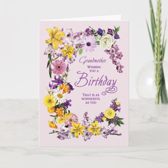 Cartão de Frame de Flor de Aniversário (Frente)