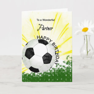 Cartão de Futebol de Aniversário do Parceiro