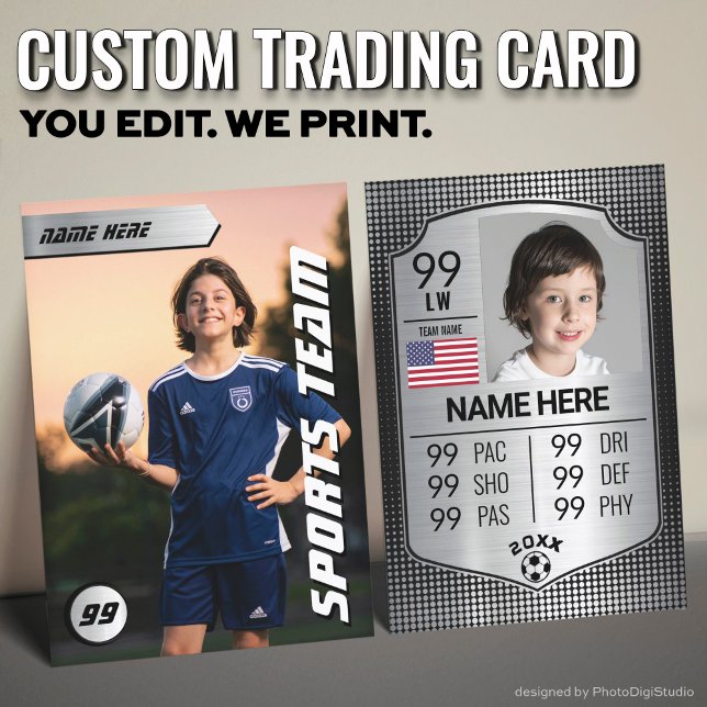 Cartão de Futebol EURO Blindagem Cinza Cartão de F (Custom Soccer Trading Card, Silver Shield Player Card)
