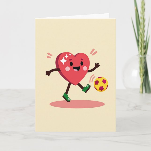 Cartão de Futebol Feliz Coração (Frente)