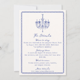 Cartão de gabinete branco azul, desenhado à mão