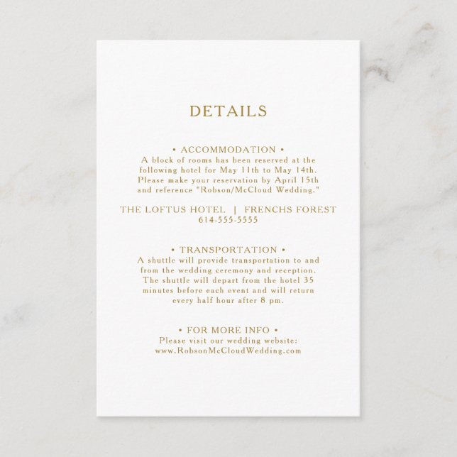 Cartão de gabinete com detalhes Dourados minimalis (Frente)