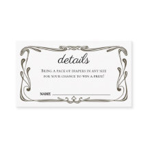 Cartão de gabinete - Convite para Chá de fraldas